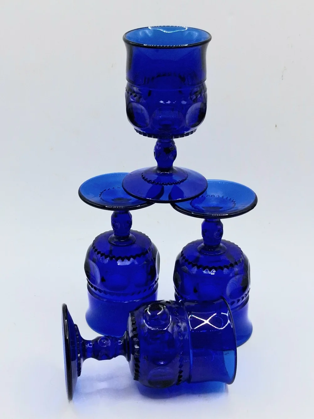 Indiana Glass Cobalt Blue Goblets Set of 4